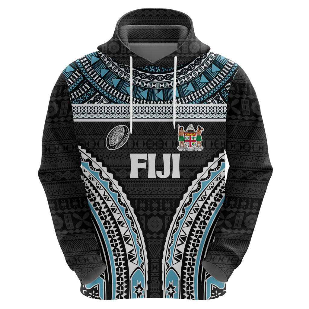 Custom Flying Fijians Rugby Hoodie Tapa Tribal Cloth Black Color LT03 - Polynesian Pride