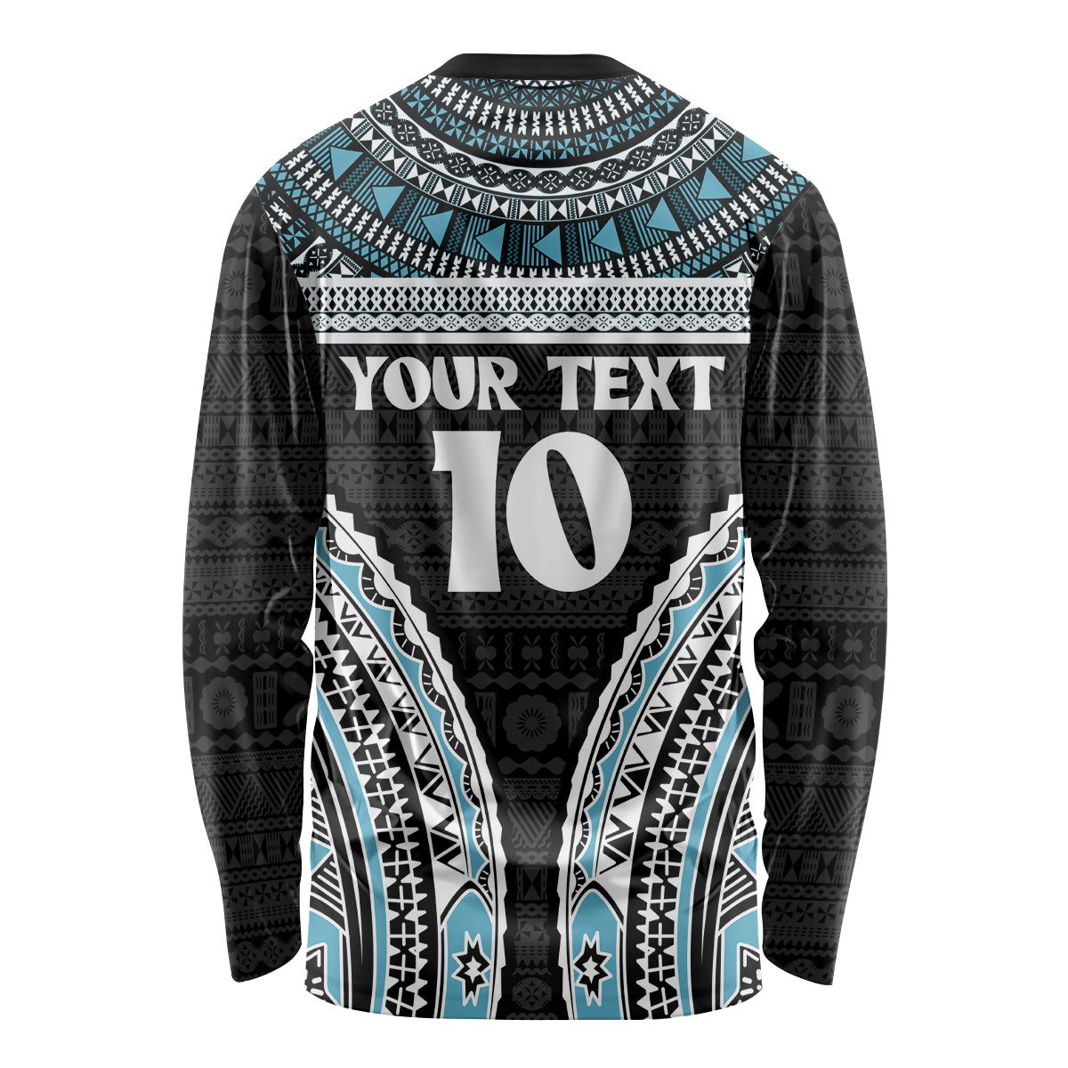 Custom Flying Fijians Rugby Long Sleeve Shirt Tapa Tribal Cloth Black Color LT03 - Polynesian Pride