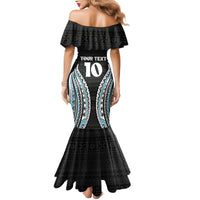 Custom Flying Fijians Rugby Mermaid Dress Tapa Tribal Cloth Black Color LT03 - Polynesian Pride
