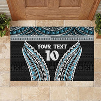 Custom Flying Fijians Rugby Rubber Doormat Tapa Tribal Cloth Black Color LT03 - Polynesian Pride