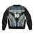 Custom Flying Fijians Rugby Sleeve Zip Bomber Jacket Tapa Tribal Cloth Black Color LT03 - Polynesian Pride