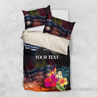 Personalised Kiribati Independence Day Bedding Set Frigatebird and Plumeria Hibiscus Flower