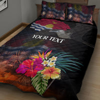Personalised Kiribati Independence Day Quilt Bed Set Frigatebird and Plumeria Hibiscus Flower