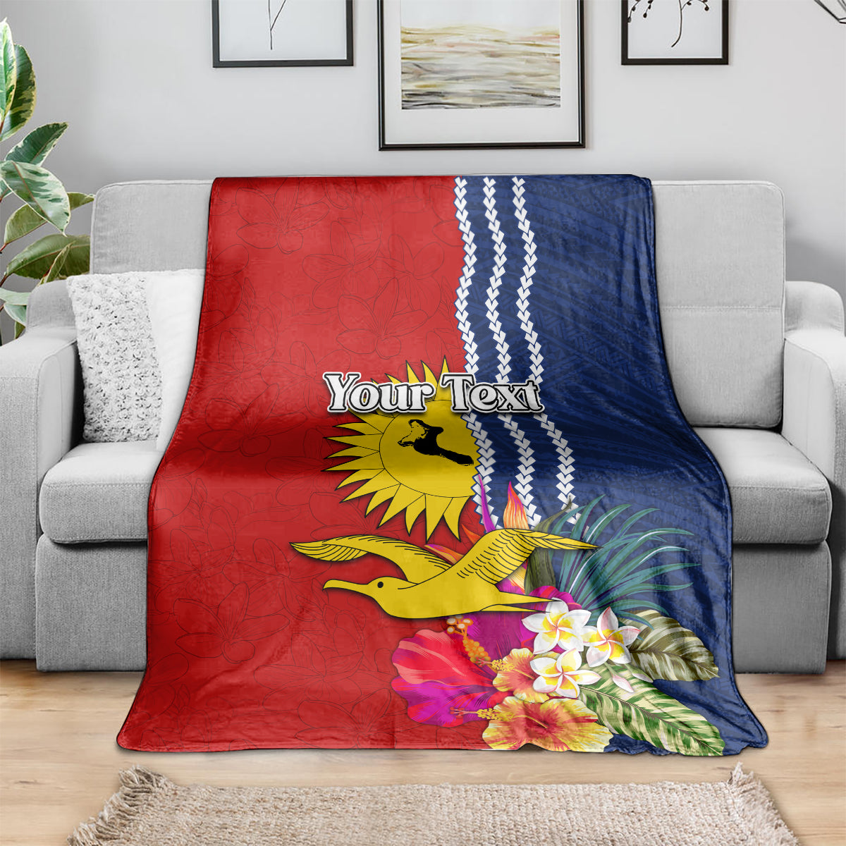 Personalised Kiribati Independence Day Blanket Kiribati Map With Flag Color