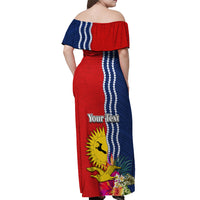 Kiribati Independence Day Off Shoulder Maxi Dress Kiribati Map With Flag Color