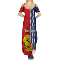 Kiribati Independence Day Summer Maxi Dress Kiribati Map With Flag Color