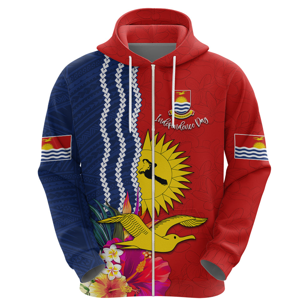 Kiribati Independence Day Zip Hoodie Kiribati Map With Flag Color