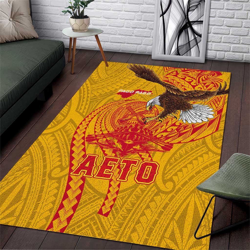 American Samoa Fautasi Race Area Rug Aeto Pago Pago with Eagle Samoan Tribal Patterns LT03 Multicolor - Polynesian Pride