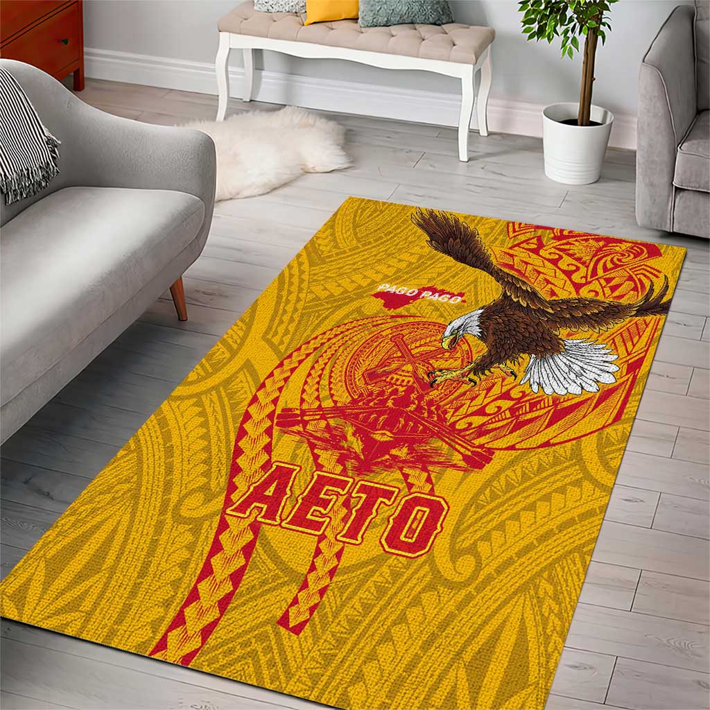 American Samoa Fautasi Race Area Rug Aeto Pago Pago with Eagle Samoan Tribal Patterns LT03 - Polynesian Pride