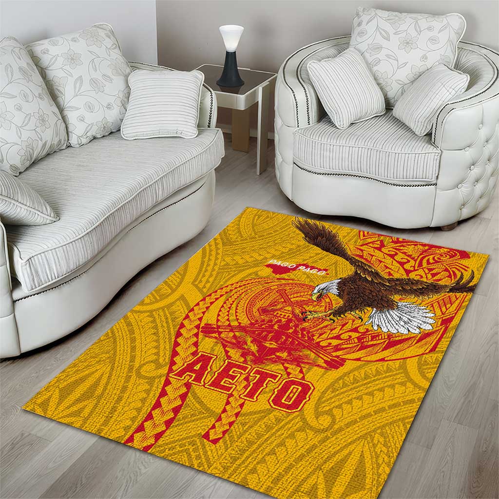 American Samoa Fautasi Race Area Rug Aeto Pago Pago with Eagle Samoan Tribal Patterns LT03 - Polynesian Pride