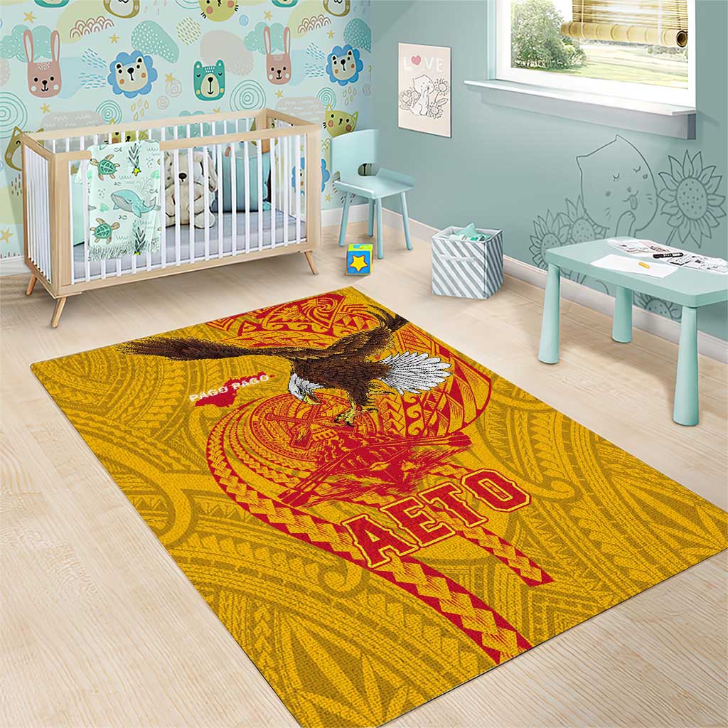 American Samoa Fautasi Race Area Rug Aeto Pago Pago with Eagle Samoan Tribal Patterns LT03 - Polynesian Pride