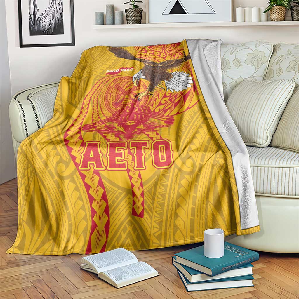 American Samoa Fautasi Race Blanket Aeto Pago Pago with Eagle Samoan Tribal Patterns