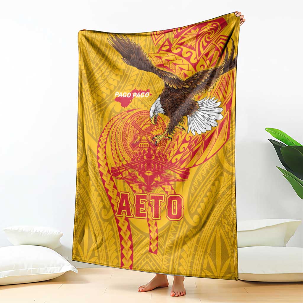 American Samoa Fautasi Race Blanket Aeto Pago Pago with Eagle Samoan Tribal Patterns