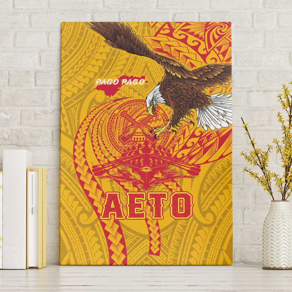 American Samoa Fautasi Race Canvas Wall Art Aeto Pago Pago with Eagle Samoan Tribal Patterns LT03 Without Frame Multicolor - Polynesian Pride