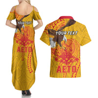 Personalized American Samoa Fautasi Race Couples Matching Summer Maxi Dress and Hawaiian Shirt Aeto Pago Pago with Eagle Samoan Tribal Patterns