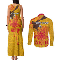 Personalized American Samoa Fautasi Race Couples Matching Tank Maxi Dress and Long Sleeve Button Shirt Aeto Pago Pago with Eagle Samoan Tribal Patterns