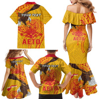 Personalized American Samoa Fautasi Race Family Matching Mermaid Dress and Hawaiian Shirt Aeto Pago Pago with Eagle Samoan Tribal Patterns