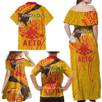 Personalized American Samoa Fautasi Race Family Matching Off Shoulder Maxi Dress and Hawaiian Shirt Aeto Pago Pago with Eagle Samoan Tribal Patterns