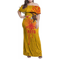 Personalized American Samoa Fautasi Race Family Matching Off Shoulder Maxi Dress and Hawaiian Shirt Aeto Pago Pago with Eagle Samoan Tribal Patterns