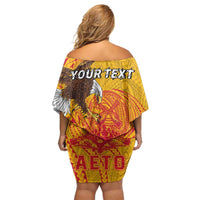 Personalized American Samoa Fautasi Race Family Matching Off Shoulder Short Dress and Hawaiian Shirt Aeto Pago Pago with Eagle Samoan Tribal Patterns