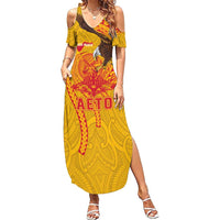 Personalized American Samoa Fautasi Race Family Matching Summer Maxi Dress and Hawaiian Shirt Aeto Pago Pago with Eagle Samoan Tribal Patterns