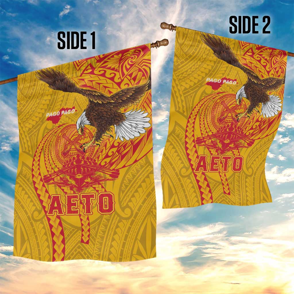 American Samoa Fautasi Race Garden Flag Aeto Pago Pago with Eagle Samoan Tribal Patterns