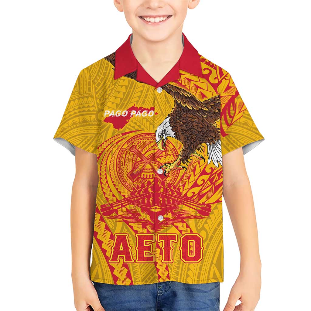 Personalized American Samoa Fautasi Race Hawaiian Shirt Aeto Pago Pago with Eagle Samoan Tribal Patterns LT03 - Polynesian Pride