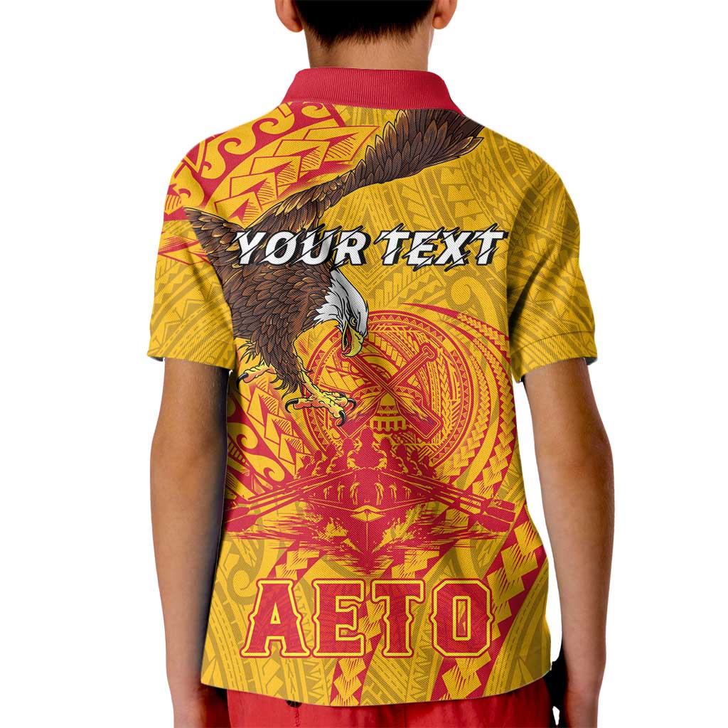 Personalized American Samoa Fautasi Race Kid Polo Shirt Aeto Pago Pago with Eagle Samoan Tribal Patterns