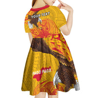 Personalized American Samoa Fautasi Race Kid Short Sleeve Dress Aeto Pago Pago with Eagle Samoan Tribal Patterns