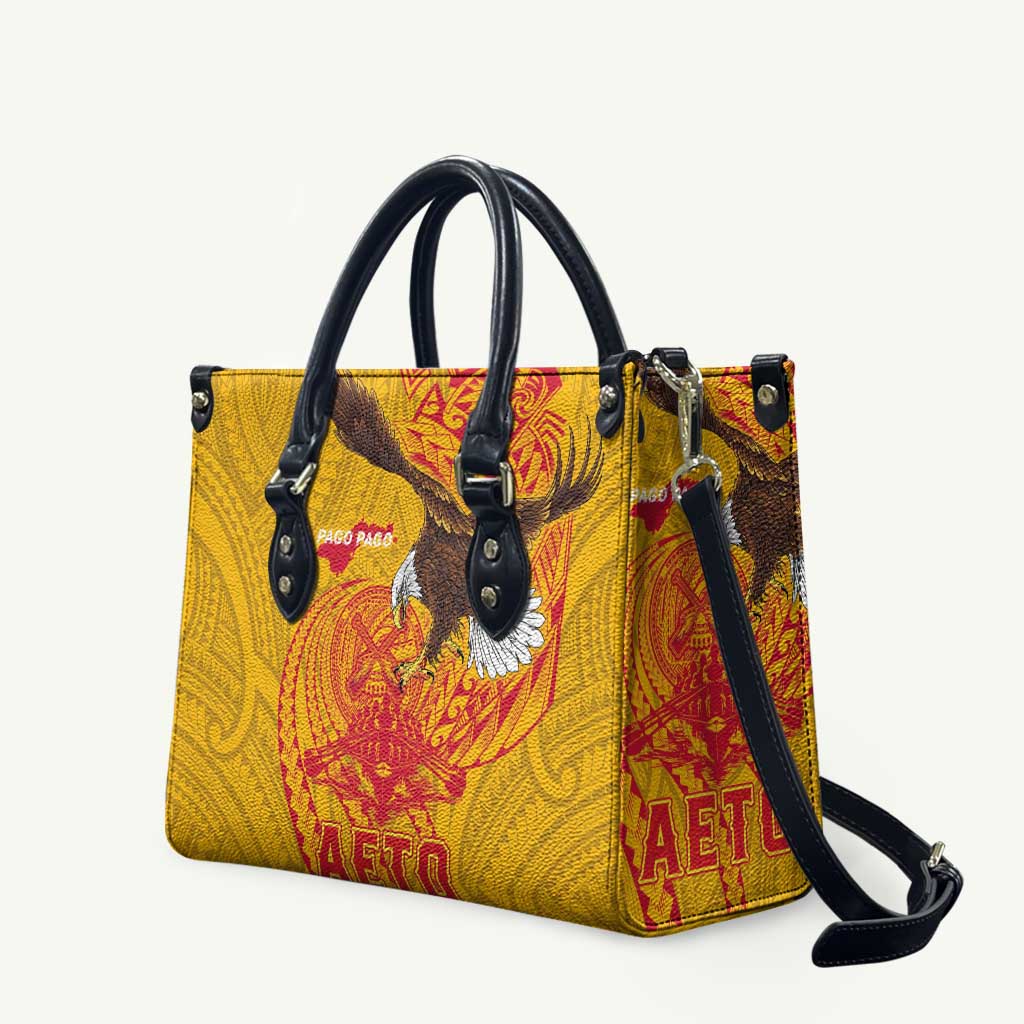 American Samoa Fautasi Race Leather Bag Aeto Pago Pago with Eagle Samoan Tribal Patterns LT03 Multicolor - Polynesian Pride