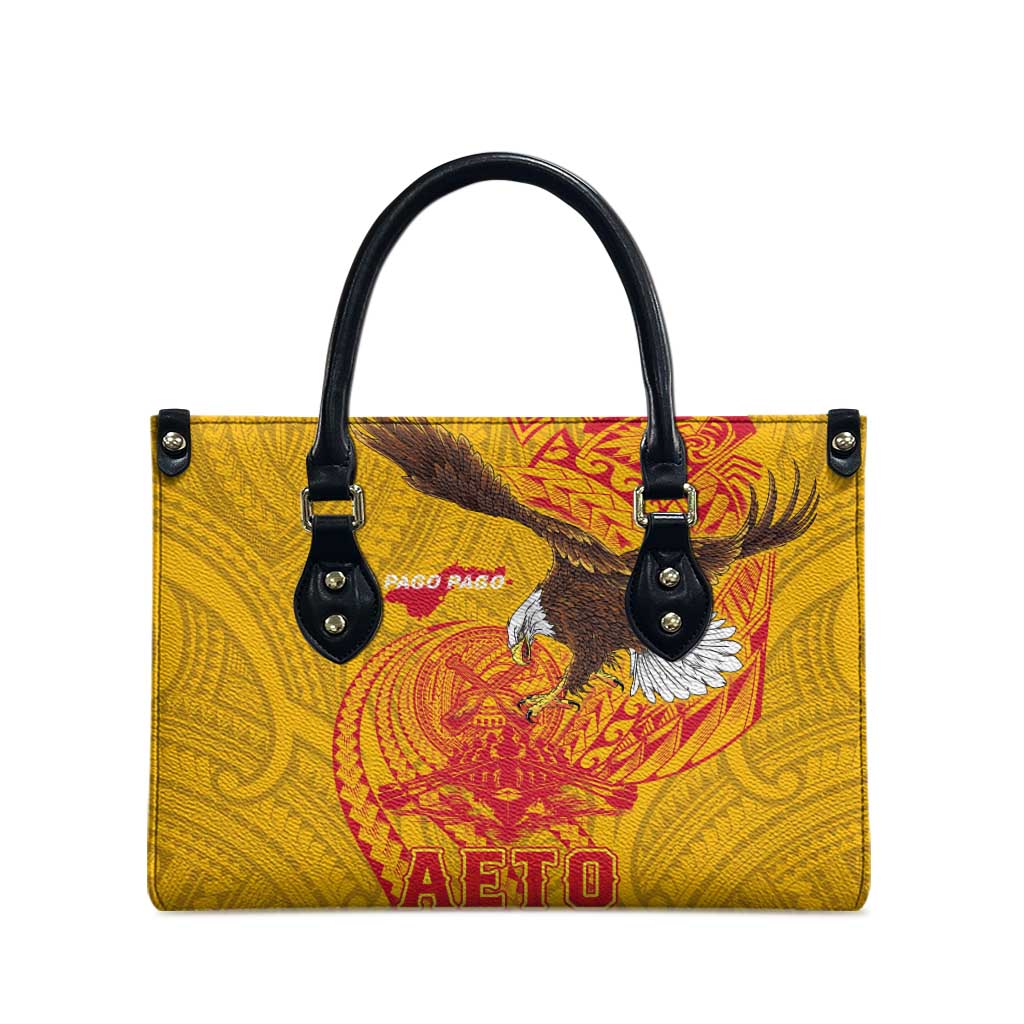 American Samoa Fautasi Race Leather Bag Aeto Pago Pago with Eagle Samoan Tribal Patterns LT03 - Polynesian Pride
