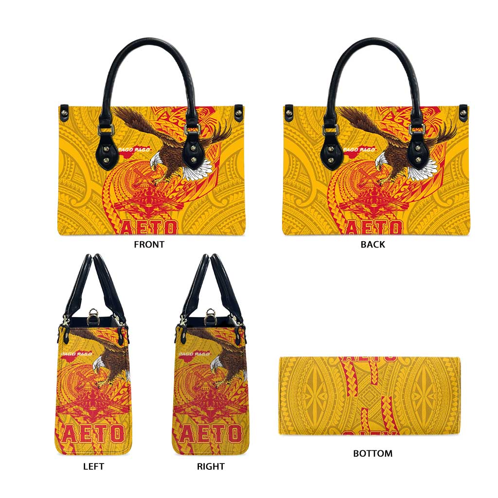 American Samoa Fautasi Race Leather Bag Aeto Pago Pago with Eagle Samoan Tribal Patterns LT03 - Polynesian Pride