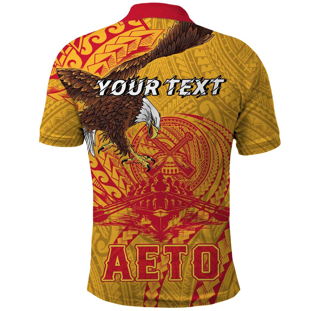 Personalized American Samoa Fautasi Race Polo Shirt Aeto Pago Pago with Eagle Samoan Tribal Patterns