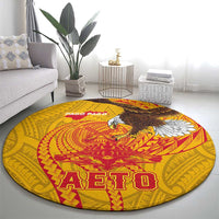American Samoa Fautasi Race Round Carpet Aeto Pago Pago with Eagle Samoan Tribal Patterns LT03 - Polynesian Pride