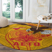 American Samoa Fautasi Race Round Carpet Aeto Pago Pago with Eagle Samoan Tribal Patterns LT03 - Polynesian Pride