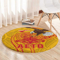 American Samoa Fautasi Race Round Carpet Aeto Pago Pago with Eagle Samoan Tribal Patterns LT03 - Polynesian Pride