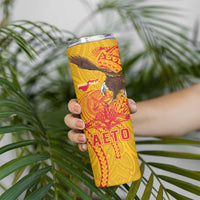 American Samoa Fautasi Race Skinny Tumbler Aeto Pago Pago with Eagle Samoan Tribal Patterns