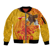 Personalized American Samoa Fautasi Race Sleeve Zip Bomber Jacket Aeto Pago Pago with Eagle Samoan Tribal Patterns LT03 Unisex Multicolor - Polynesian Pride