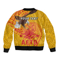 Personalized American Samoa Fautasi Race Sleeve Zip Bomber Jacket Aeto Pago Pago with Eagle Samoan Tribal Patterns LT03 - Polynesian Pride