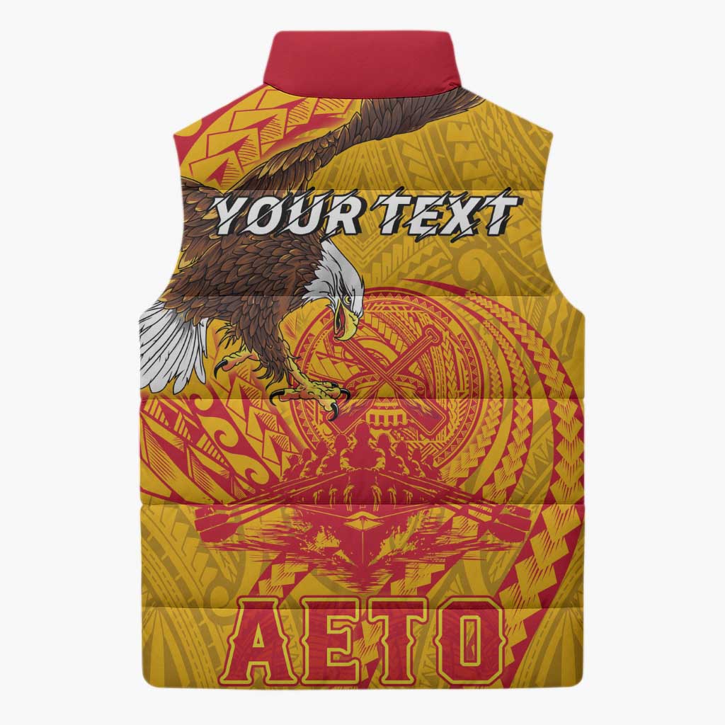 Personalized American Samoa Fautasi Race Sleeveless Puffer Jacket Aeto Pago Pago with Eagle Samoan Tribal Patterns LT03 - Polynesian Pride