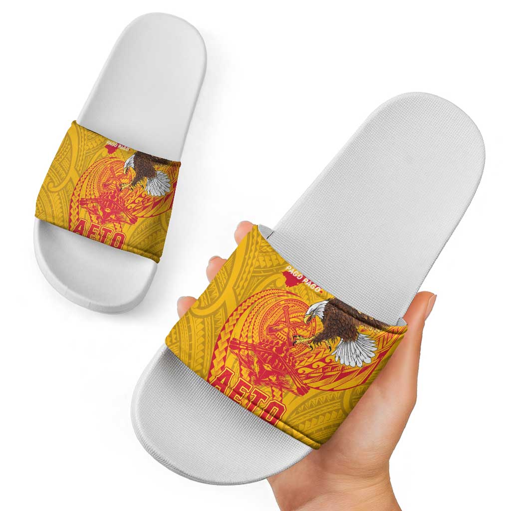 American Samoa Fautasi Race Slide Sandals Aeto Pago Pago with Eagle Samoan Tribal Patterns LT03 - Polynesian Pride