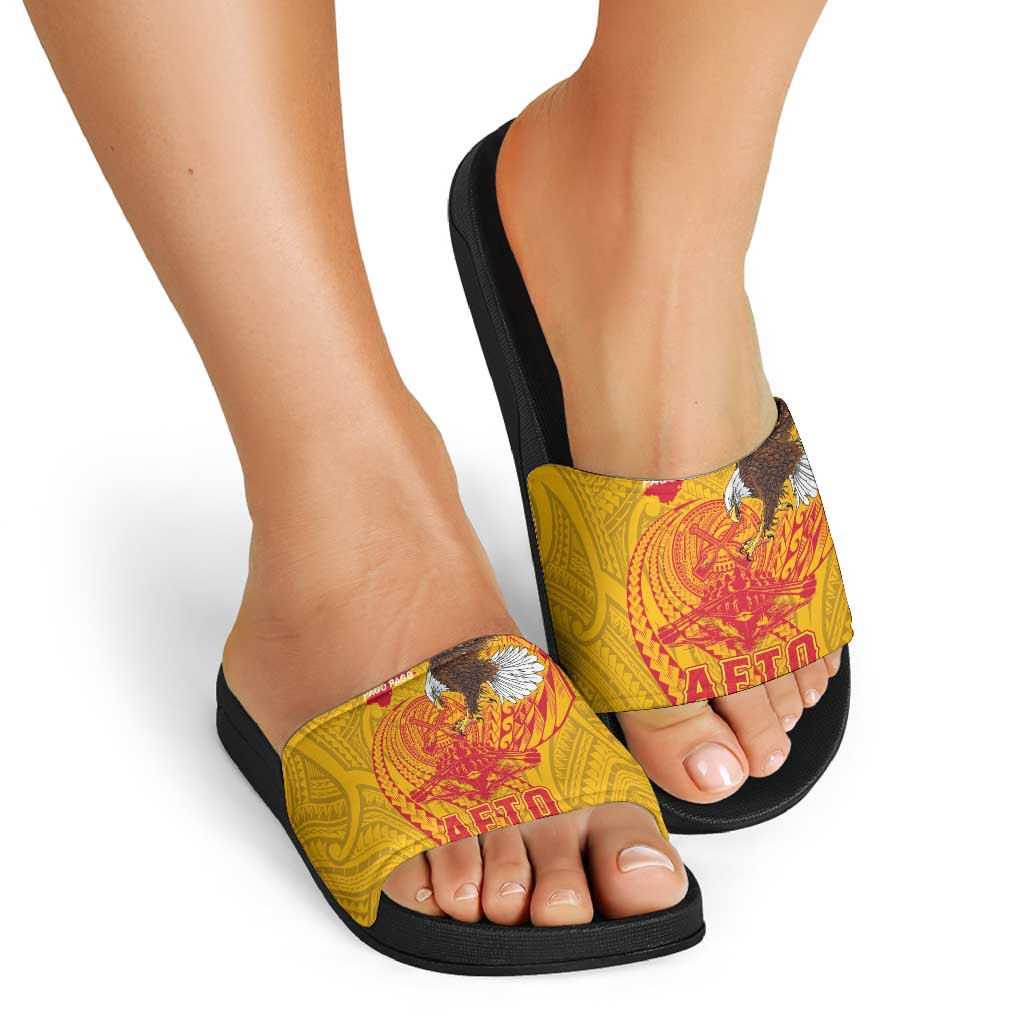 American Samoa Fautasi Race Slide Sandals Aeto Pago Pago with Eagle Samoan Tribal Patterns LT03 - Polynesian Pride