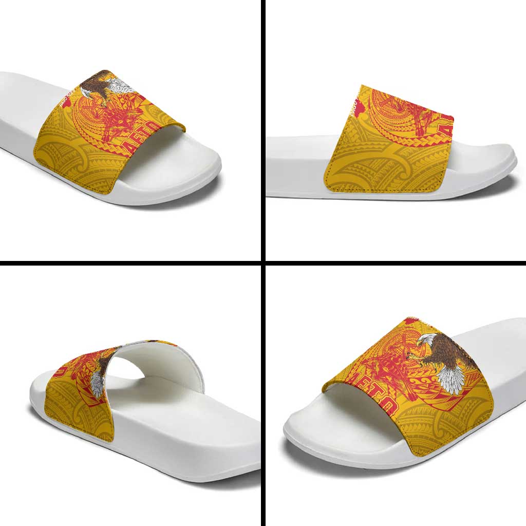 American Samoa Fautasi Race Slide Sandals Aeto Pago Pago with Eagle Samoan Tribal Patterns LT03 - Polynesian Pride