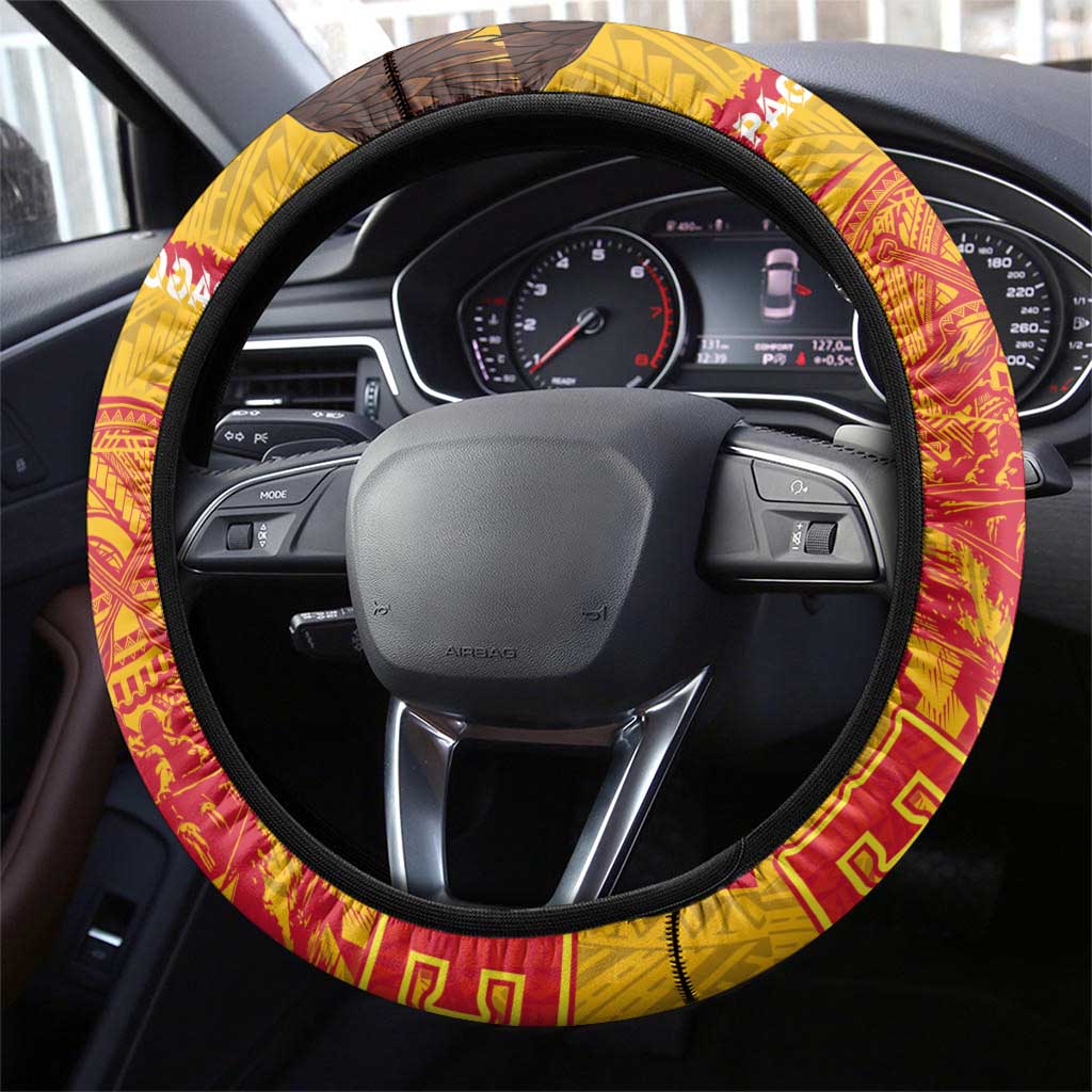 American Samoa Fautasi Race Steering Wheel Cover Aeto Pago Pago with Eagle Samoan Tribal Patterns