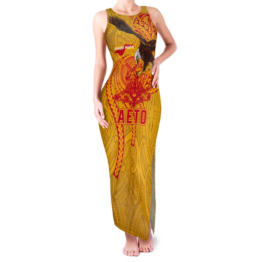 Personalized American Samoa Fautasi Race Tank Maxi Dress Aeto Pago Pago with Eagle Samoan Tribal Patterns