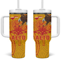American Samoa Fautasi Race Tumbler With Handle Aeto Pago Pago with Eagle Samoan Tribal Patterns