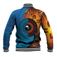 Fiji and Australia Together Baseball Jacket Tapa Tribal Tattoo mix Aboriginal Pattern