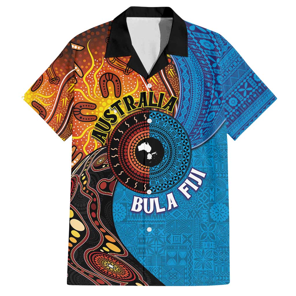 Fiji and Australia Together Family Matching Long Sleeve Bodycon Dress and Hawaiian Shirt Tapa Tribal Tattoo mix Aboriginal Pattern