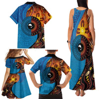Fiji and Australia Together Family Matching Tank Maxi Dress and Hawaiian Shirt Tapa Tribal Tattoo mix Aboriginal Pattern