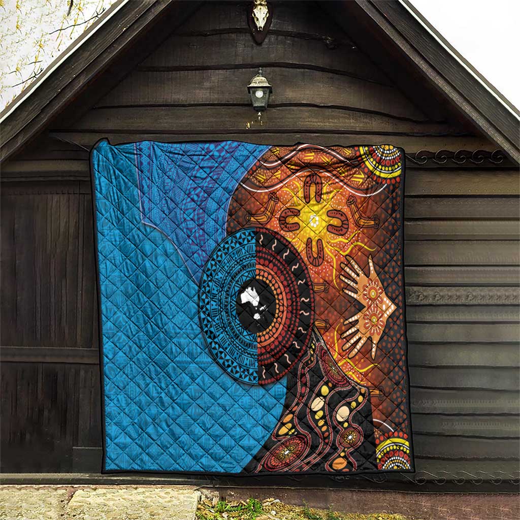 Fiji and Australia Together Quilt Tapa Tribal Tattoo mix Aboriginal Pattern